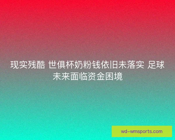 现实残酷 世俱杯奶粉钱依旧未落实 足球未来面临资金困境 现实残酷 世俱杯奶粉钱依旧未落实 足球未来面临资金困境